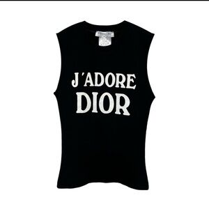 Dior Kids Black Tank Top with White Print